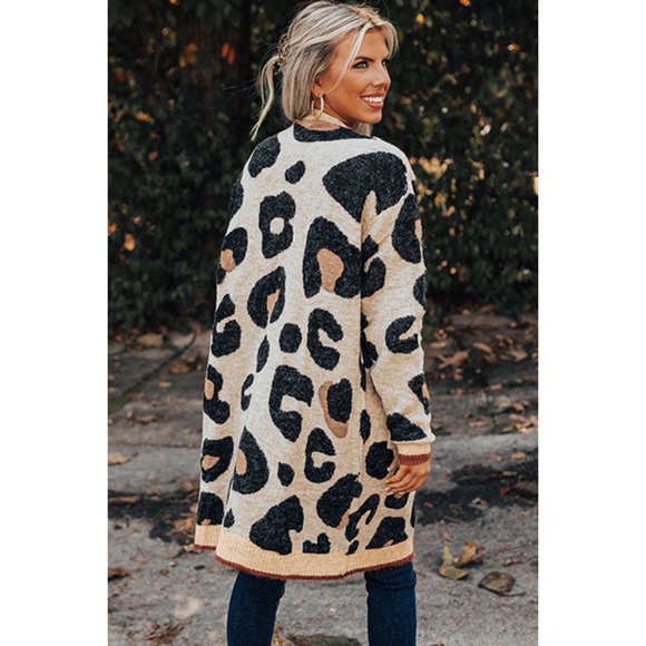Leopard Print Midi Cardigan - Picture 2 of 4